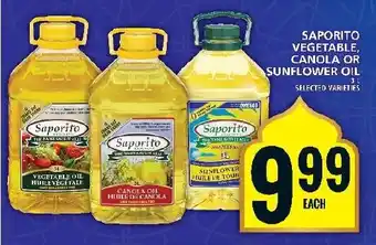 Food Basics SAPORITO VEGETABLE, CANOLA OR SUNFLOWER OIL offer