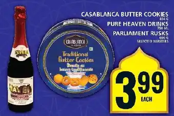 Food Basics CASABLANCA BUTTER COOKIES PURE HEAVEN DRINKS PARLIAMENT RUSKS offer