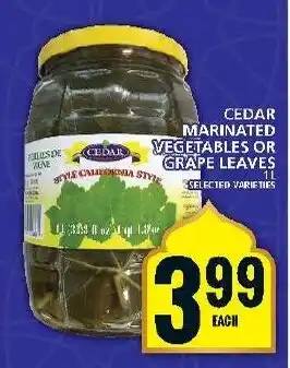 Food Basics CEDAR MARINATED VEGETABLES OR GRAPE LEAVES offer