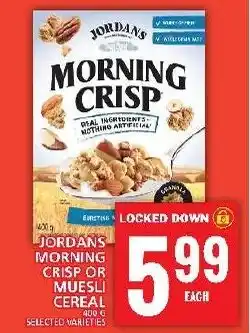 Food Basics JORDANS MORNING CRISP OR MUESLI CEREAL offer