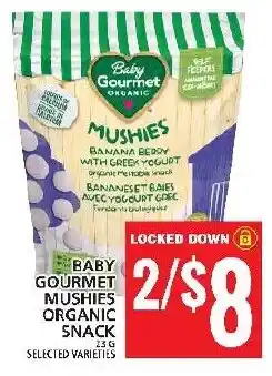 Food Basics BABY GOURMET MUSHIES ORGANIC SNACK offer