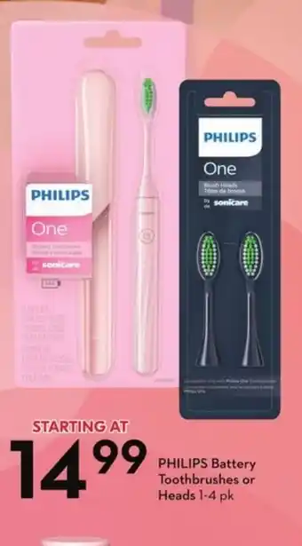 Sobeys PHILIPS Battery Toothbrushes or Heads 1-4 pk offer