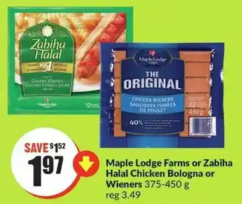 FreshCo Maple Lodge Farms or Zabiha Halal Chicken Bologna or Wieners 375-450 g offer