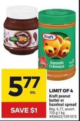 Giant Tiger Kraft peanut butter or hazelnut spread offer