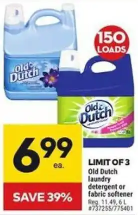 Giant Tiger Old Dutch Laundry Detergent or Fabric Softener offer