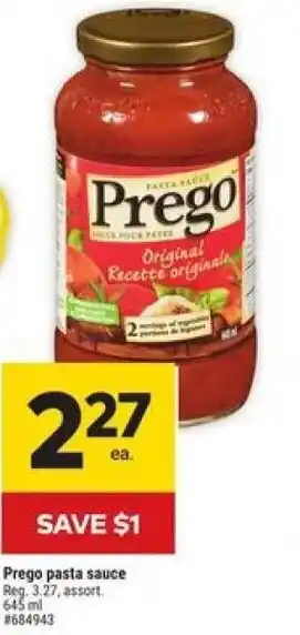 Giant Tiger Prego pasta sauce offer