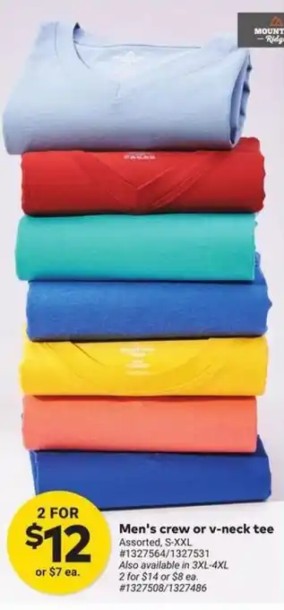 Giant Tiger Men's crew or v-neck tee offer