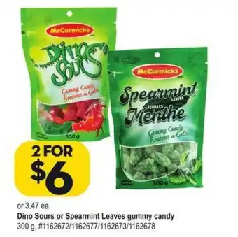 Giant Tiger Dino Sours or Spearmint Leaves gummy candy offer