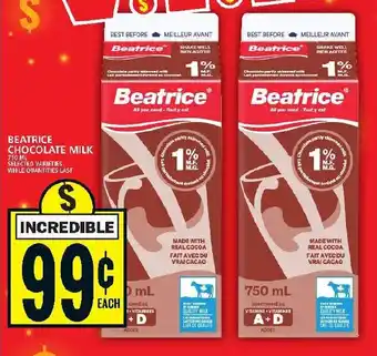 Food Basics BEATRICE CHOCOLATE MILK offer