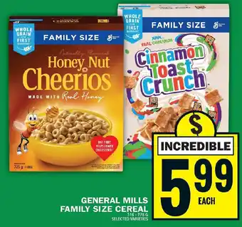 Food Basics GENERAL MILLS FAMILY SIZE CEREAL offer