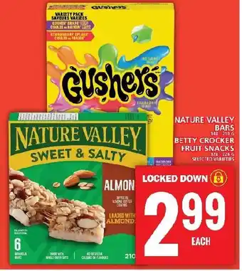 Food Basics NATURE VALLEY BARS BETTY CROCKER FRUIT SNACKS offer