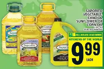 Food Basics SAPORITO VEGETABLE, CANOLA, SUNFLOWER OR CORN OIL offer