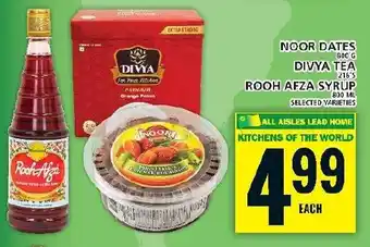 Food Basics NOOR DATES DIVYA TEA 216'S ROOH AFZA SYRUP offer