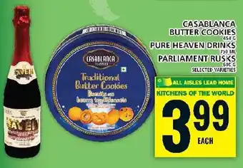 Food Basics CASABLANCA BUTTER COOKIES PURE HEAVEN DRINKS PARLIAMENT RUSKS offer