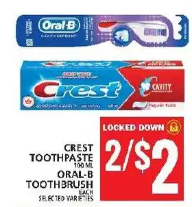Food Basics CREST TOOTHPASTE ORAL-B TOOTHBRUSH offer