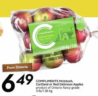 Sobeys COMPLIMENTS McIntosh, Cortland or Red Delicious Apples offer