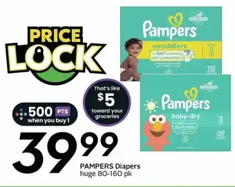Sobeys PAMPERS Diapers huge 80-160 pk offer