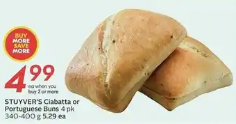 Sobeys STUYVER'S Ciabatta or Portuguese Buns offer