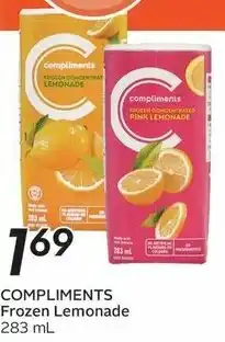 Sobeys COMPLIMENTS Frozen Lemonade 283 mL offer