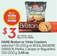 Sobeys DARE Breton or Vinta Crackers offer