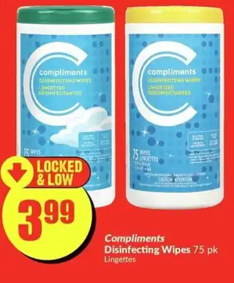 FreshCo Compliments Disinfecting Wipes 75 pk offer