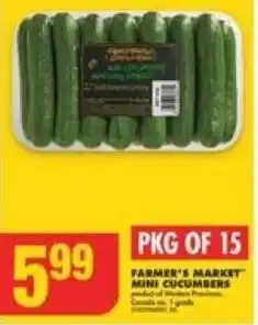 No Frills FARMER'S MARKET MINI CUCUMBERS offer