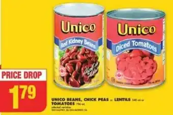 No Frills UNICO BEANS, CHICK PEAS-LENTILS TOMATOES offer