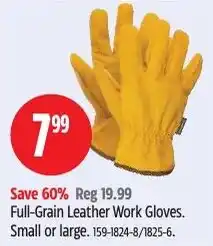 Canadian Tire Full-Grain Leather Work Gloves offer