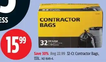 Canadian Tire 32-Ct Contractor Bags offer