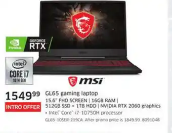 The Source GL65 Gaming Laptop offer