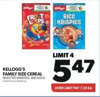 Wholesale Club KELLOGG'S FAMILY SIZE CEREAL offer