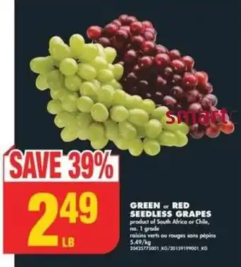 No Frills GREEN or RED SEEDLESS GRAPES offer