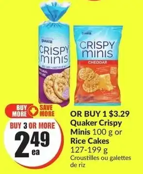 FreshCo Quaker Crispy Minis 100 g or Rice Cakes 127-199 g offer