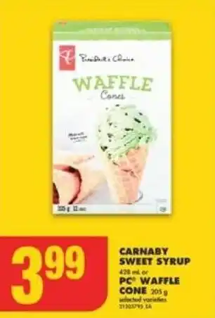 No Frills CARNABY SWEET SYRUP 428 ml or PC WAFFLE CONE offer