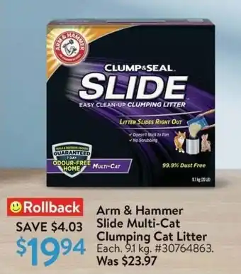 Walmart Arm & Hammer Slide Multi-Cat Clumping Cat Litter offer