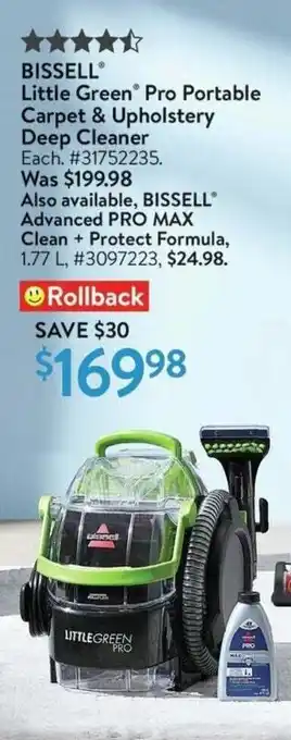 Walmart BISSELL Little Green Pro Portable Carpet & Upholstery Deep Cleaner offer