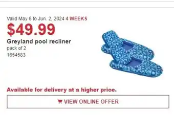 Costco Greyland pool recliner offer
