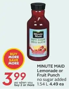 Sobeys MINUTE MAID Lemonade or Fruit Punch offer