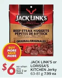 Sobeys JACK LINK'S or LORISSA'S KITCHEN Jerky offer