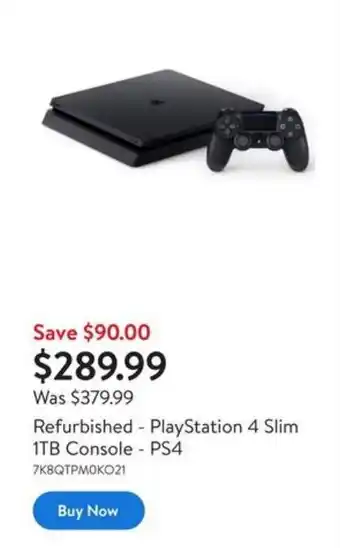 Walmart Refurbished PlayStation 4 Slim 1TB Console PS4 offer