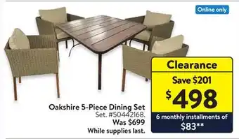 Walmart Oakshire 5-Piece Dining Set offer