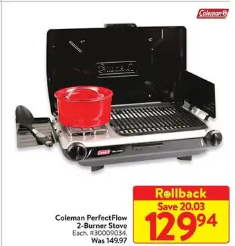 Walmart Coleman PerfectFlow 2-Burner Stove offer
