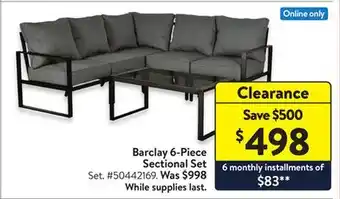 Walmart Barclay 6-Piece Sectional Set offer