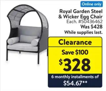 Walmart Royal Garden Steel & Wicker Egg Chair offer