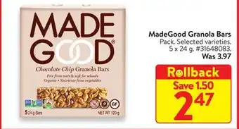 Walmart MadeGood Granola Bars offer