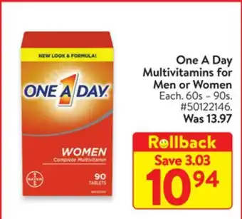 Walmart One A Day Multivitamins for Women offer