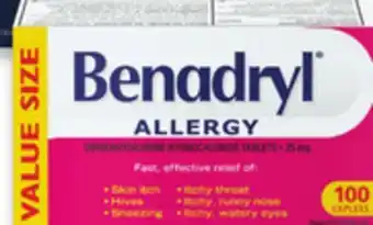 Walmart Benadryl 100s Allergy Relief offer