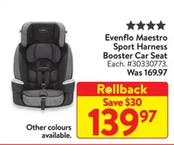 Walmart Evenflo Maestro Sport Harness Booster Car Seat offer
