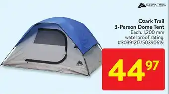 Walmart Ozark Trail 3-Person Dome Tent offer