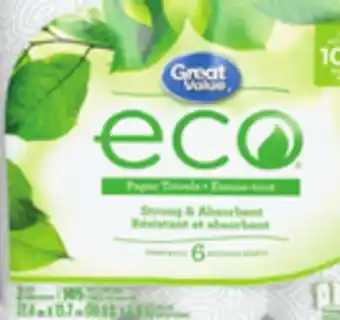 Walmart Great Value Paper Towels 6-Pack offer